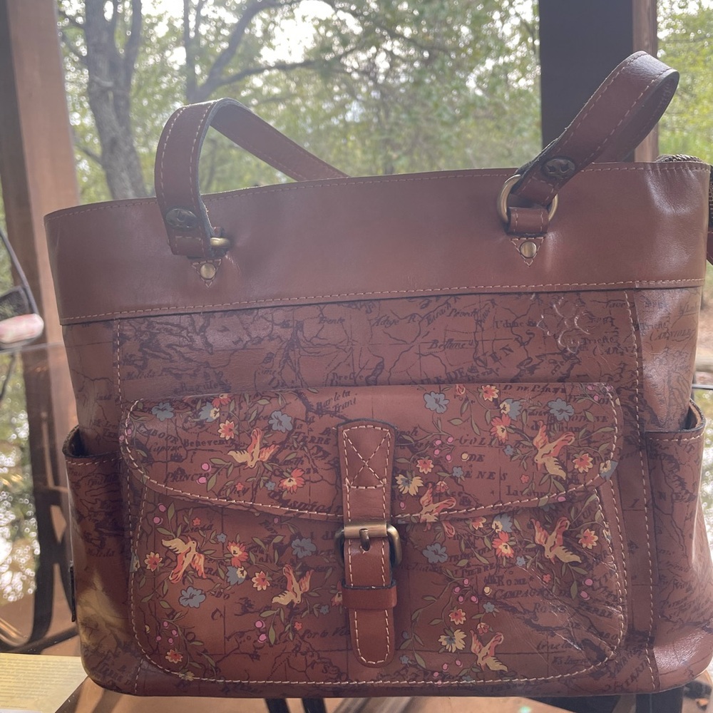 Patricia Nash leather European map motifs bag